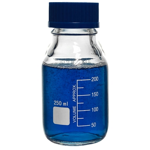 250ml Glass Media Storage Bottles, Round, with GL45 Screw Cap, Karter Scientific 251L4 (Single)