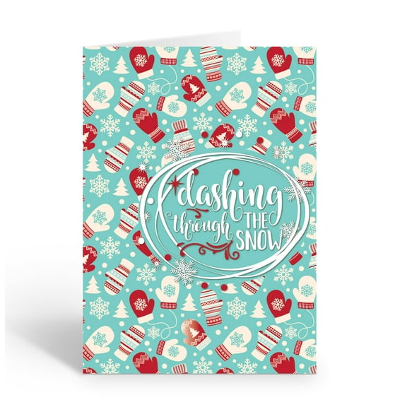 Cute Mittens Greeting Card - Blank Interior - 12 Holiday Cards with Envelopes -