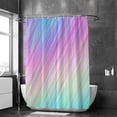 thumbnail image 2 of Coolnut Bath Shower Curtain Liners Pastel Rainbow Shiny Lines 60x72in Polyester Waterproof with 12 Curtain Hooks Bathroom Accessories Decoration, 2 of 6