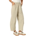 thumbnail image 4 of INSPIRE CHIC Women's Baggy Wide Leg Pants Elastic Waisted Casual Palazzo Harem Pant Ankle Lantern Summer Beach Trousers S Khaki, 4 of 6
