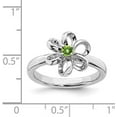 thumbnail image 5 of Solid Sterling Silver Stackable Expressions Polished Peridot Flower Ring - Ring Size 7.0, 5 of 8