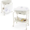thumbnail image 1 of INFANS Baby Changing Table with Bathtub, Foldable Diaper Dresser Station with Removable Bath Support Wheels Waterproof Pad Storage Rack, Portable Nursery Organizer Stand for Newborn Infant, 1 of 9