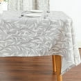 thumbnail image 2 of Faux Linen Rectangle Tablecloth, Washable Wrinkle Free Farmhouse Table Cloth, Leaves Printed Table Cover for Kitchen Dining Party, 60 x 102, Grey, 2 of 5