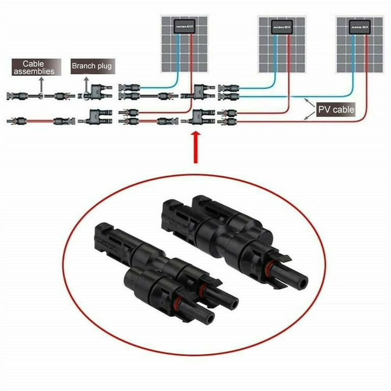 Y Type Solar Branch Connectors MMF+FFM Cable Adapter Comparable to MC4