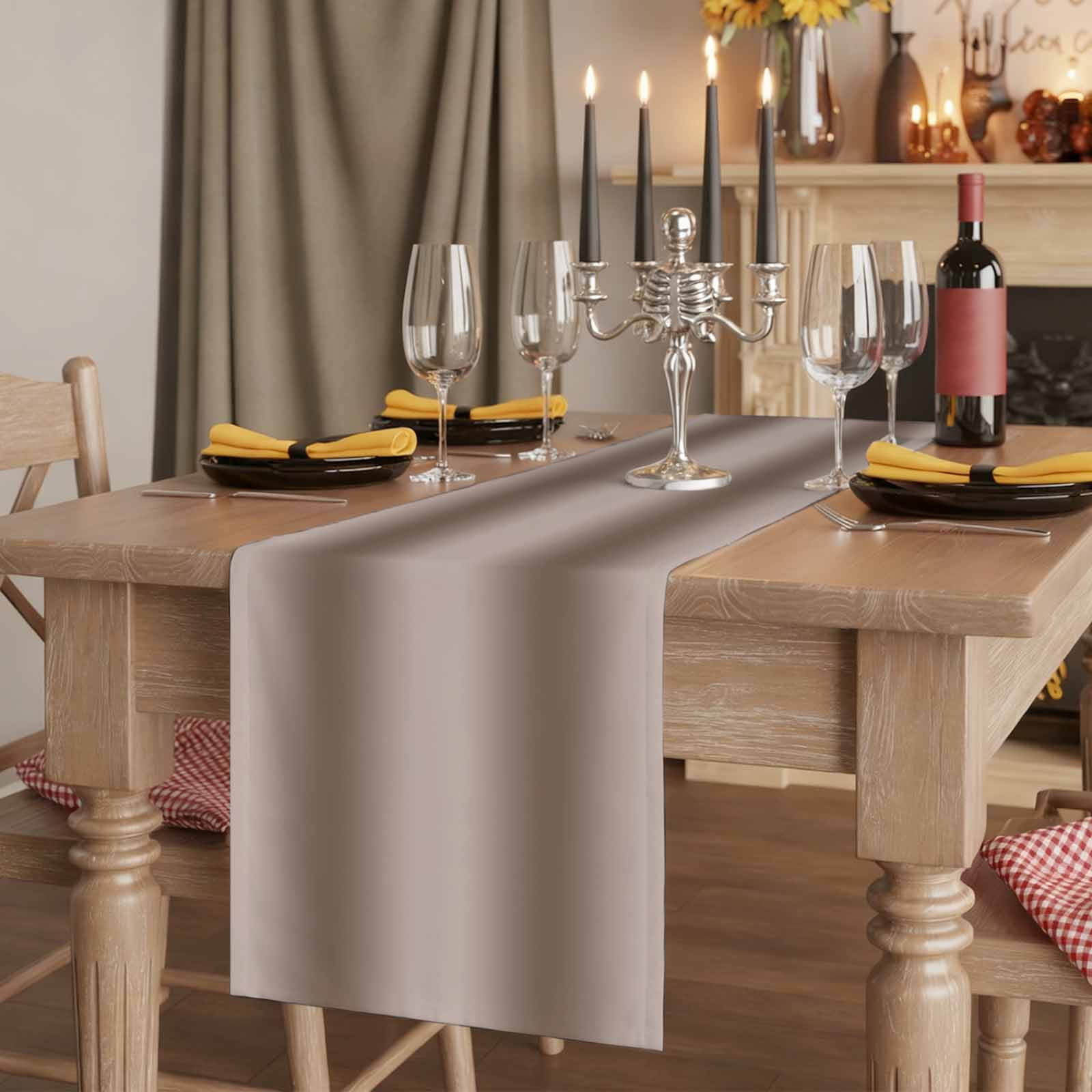 Brown Ombre Table Runner 70 Inches Long,Modern Abstract Art Farmhouse Gradient Cotton Linen Table Runners Dresser Scarves,Decorative Tabletop Scarf Furniture Cover for Home Dinner Party 13"x70"