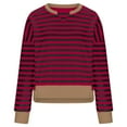 thumbnail image 3 of Annhoo Womens Striped Cropped Sweatshirts Casual Long Sleeve Crew Neck Color Block Pullover Shirts Fall Outfits, 3 of 8