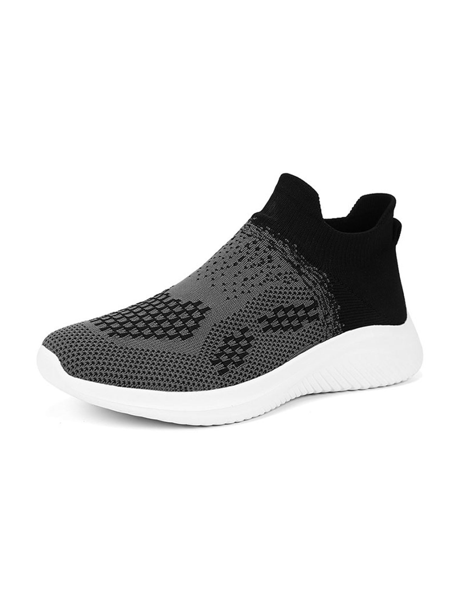 Glookwis Unisex Walking Shoes Sports Sock Sneakers Knit Upper Running Shoe  Women & Men Non-Slip Breathable Sneaker Comfortable Slip On Black Gray 10 