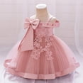 thumbnail image 4 of Girls Spaghetti Strap Dress, Thin Strap Flower Girl Dress with Floral Print, Elegant Tulle Party Gown for Wedding, Birthday and Special Occasions, Age 3-12 Years Watermelon Red 140, 4 of 8