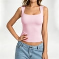 thumbnail image 2 of Built in Bra Tank Tops for Women Summer Sleeveless Racerback Square Neck Casual Basic Ribbed Tops, 2 of 9