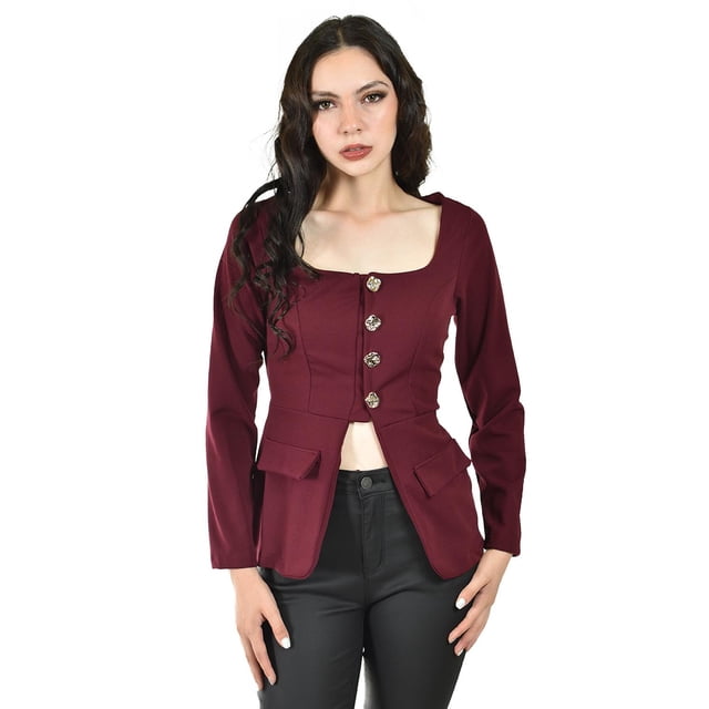Blusa con botones metalicos Roman Fashion /Juvenil, 1912 (Vino) vino G