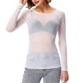 thumbnail image 3 of Base Layer Shirt Women See-through Long Sleeve Seamless Arm Shaper Top Mesh Shirt Blouse, 3 of 3