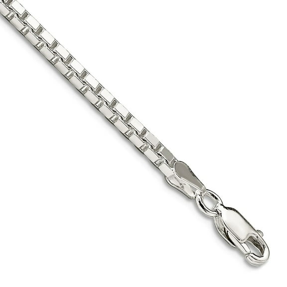 925 Sterling Silver Solid Polished 2.5mm Box Chain Bracelet 7 Inch Lobster Claw Link Bracelet for Women and Men