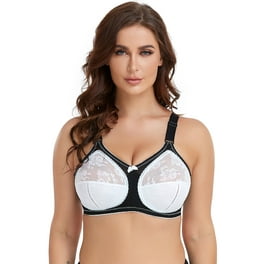 Women's Cotton Full Coverage Wirefree Non-padded Lace Plus Size Bra 34DDD