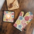thumbnail image 5 of Pioneer Flower Kitchen Oven Mitt and Pot Holder Sets 2 Pcs for Baking, Cooking and Grilling, Heat Resistant Up To 392 °F, 5 of 7