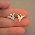 thumbnail image 2 of Nickel Gold Silver Ghost Ear Studs Tiny Earrings Funny Halloween Jewelry Gift, 2 of 3
