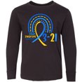 thumbnail image 3 of Inktastic 3-21 World Down Syndrome Day Blue and Yellow Rainbow Ribbon Long Sleeve Youth T-Shirt, 3 of 5