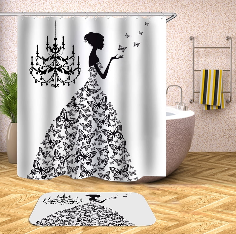 Cartoon girl Shower Curtain , Bathroom Decor , Shower Curtains floor