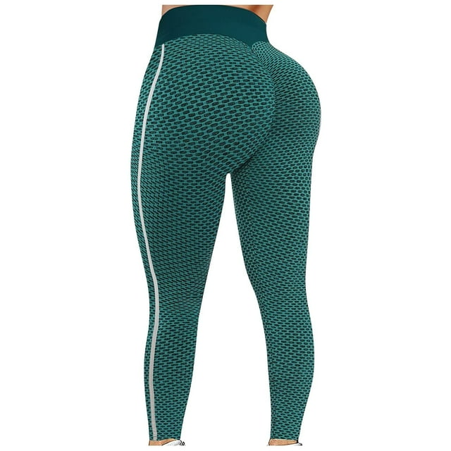 Mrat Leggings pour Femmes Taille Haute Effet Rehausseur Pantalons de Yoga Collants de Compression d'Entraînement Leggings Froncés pour Fesses Collants Texturés Pantalons de Yoga Taille Haute Collants Vert P