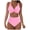 Pink, variant on Staron Women's Bikini Swimsuit Push Up Padded V Neck Sleeveless High Cut Two Piece Swimwear Set for Beach Vacation Pool Party, Dark Blue M