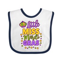 Inktastic Little Miss Mardi Gras with Crown and Dots Girls Baby Bib