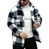 Taqqpue Mens Long Sleeve Shirts Button Down Casual Woolen Plaid Shirts Regular Fit Plus Size Outwear with Pockets