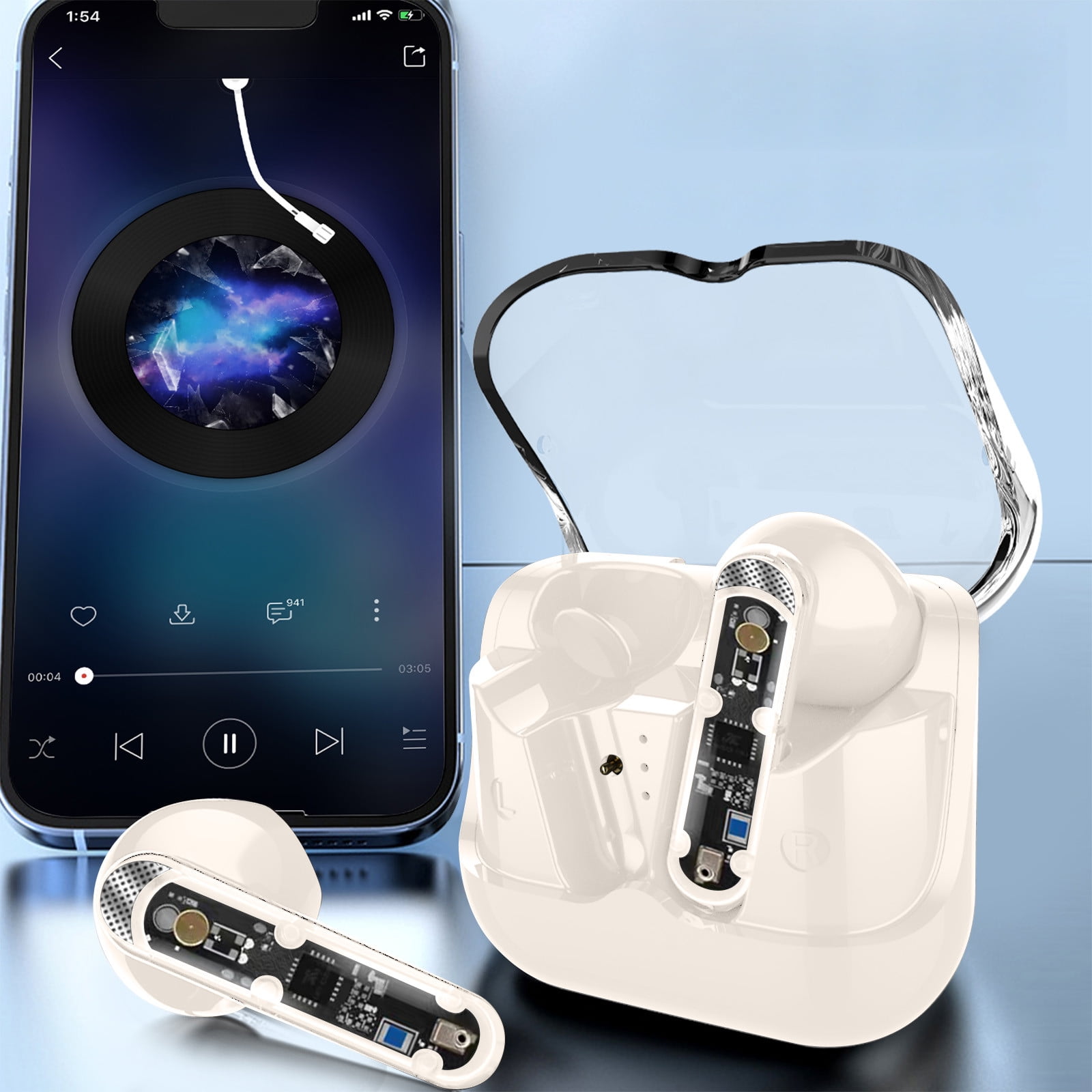 ClearanceUltralight Bluetooth Headset with Noise Cancelling , Bluetooth Earpiece with Charging Case, Heavy Bass Tws out of the Bin Boot Light Running Tpye-C Charging Port160e