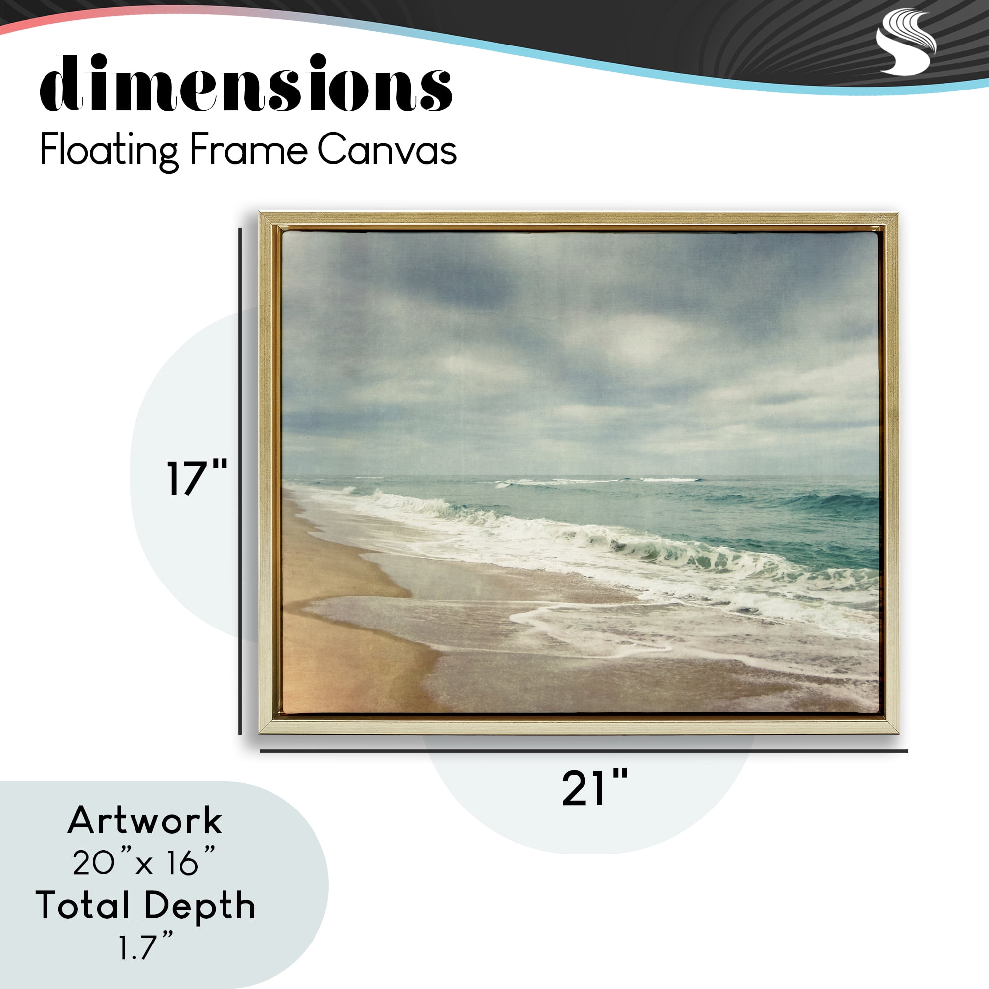 Stupell Industries Tranquil Waves Along Sandy Coast Gold Framed Floater Canvas Wall Art, design by Dirk Wüstenhagen