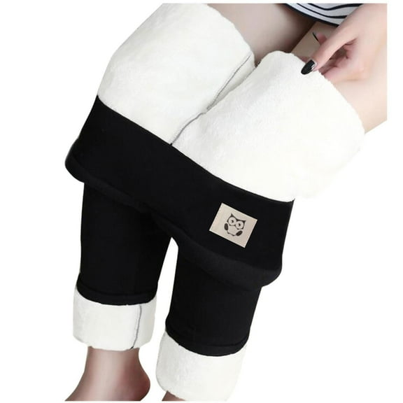 uublik Warm Long Johns for Women Thick Fleece Warm High Waisted Pants for Winter Snow, Black