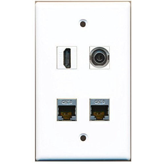 RiteAV - 1 Port HDMI 2 Port Shielded Cat6 Ethernet 1 Port 3.5mm Wall Plate