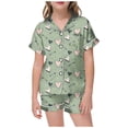 thumbnail image 1 of WEAIXIMIUNG Pyjamas Imprimés pour Filles Saint-Valentin Manches Courtes Bouton Haut Shorts Ensemble de Pyjamas Maison 8-9 Ans, 1 of 4