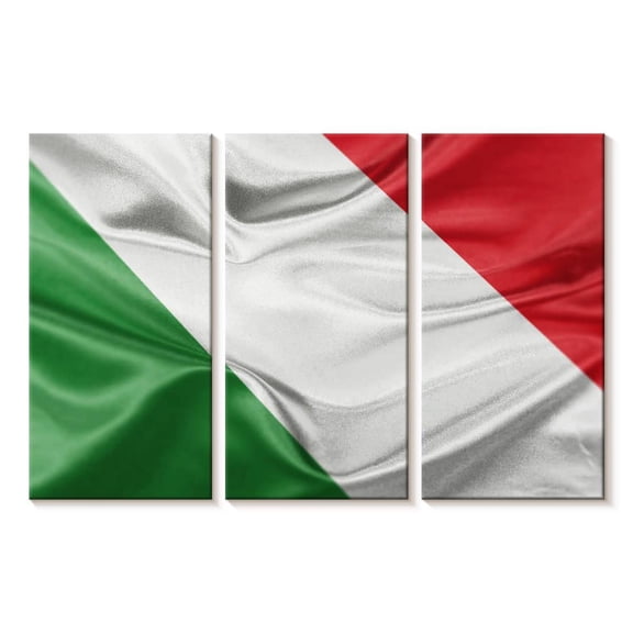 Elephant Stock Creased Italian Flag Wall Art - Horizontal Multi Panel Canvas - Living Room Wall Decor - Flags Multi Panel - Green And Red Decor - 23" x 14"