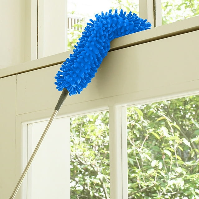COM1950s Extendable Duster,Telescoping Microfiber Cleaning Tool for Ceiling Fans and Blinds,Multi-Surface Dust Mop and Glass Brush for Tile,Window,and Household Surfaces