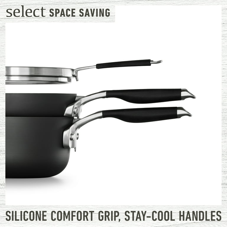 Select by Calphalon Space-Saving Hard Anodized Nonstick Pots and Pans,  14-Piece Cookware and Utensil Set 