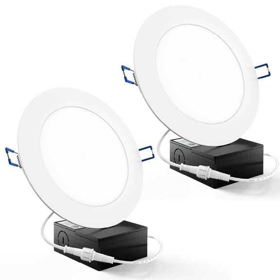 Sunco Recessed Lighting 6 Inch LED, Canless Ceiling Lights Slim with Junction Box, 850 LM, 14W (100W Equivalent), 5000K Daylight, Dimmable, Wafer Thin, 50000 Lifetime Hours ETL 2 Pack