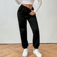 thumbnail image 6 of Garbnen Fleece Lined Wide Leg Sweatpants Women Straight Leg Elastic Waist Flannel Plush Thermal Joggers Pants for Women Winter Warm Cinch Bottom Womens&nbsp;pants, 6 of 7