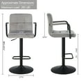 thumbnail image 6 of Duhome Velvet Bar Stools with Back Set of 2 Adjustable Barstools Counter Stools with Arms Modern Counter Height Bar Chairs Kitchen Stools, Gray, 6 of 9