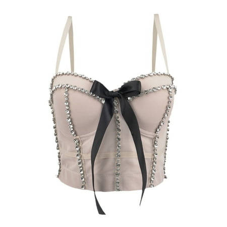 

sebtyili deep v bow with diamond encrusted shape and shape hot girl nightclub top