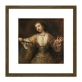 thumbnail image 1 of Rembrandt Lucretia With Knife Painting 8X8 Inch Square Wooden Framed Wall Art Print Picture with Mount, 1 of 4