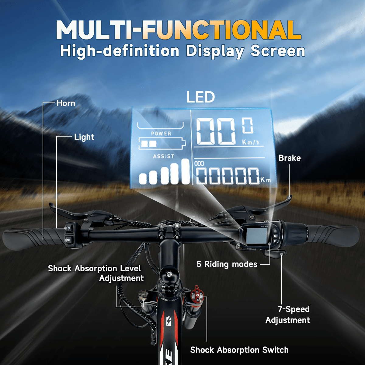 BroPath Electric Bike for Adults, Ebike, Electric Bicycle with 576WH Removable Battery,26" Mountain Ebike 25MPH,40+ Miles(MAX),750W High Motor,Multi-Shock Absorption,Commuting,UL2849