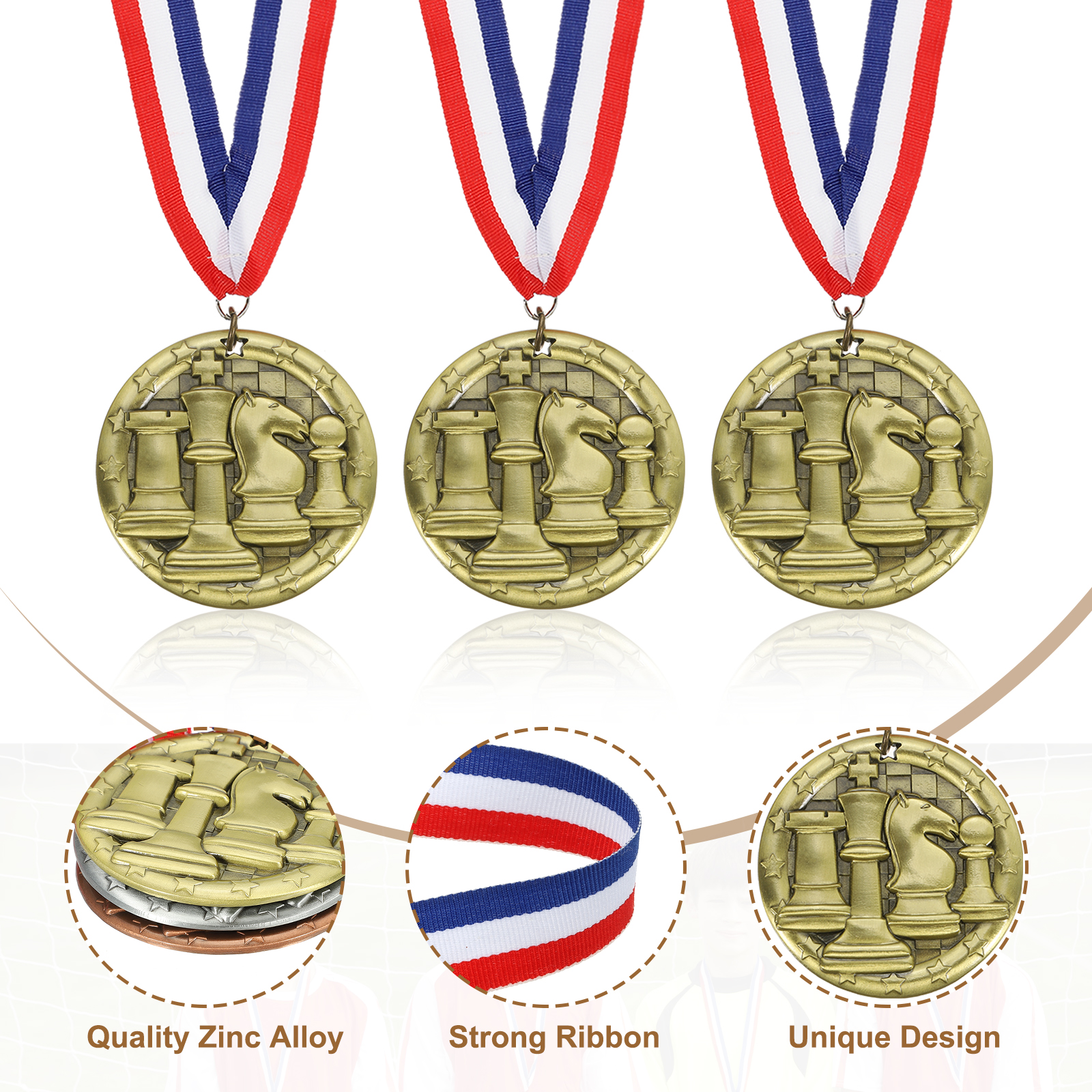 Uxcell Tournament Star Award Medals with Ribbons, Winner Medals Prizes for Competitions Sports Party Gold