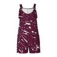 thumbnail image 4 of Lovskoo 2024 Womens Summer Casual Sleeveless Printed Short Rompers Adjustable Strap Loose Shorts Jumpsuits Overalls with Pockets Burgundy 2XL, 4 of 7