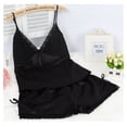 thumbnail image 1 of Pijama de tirantes de primavera y verano para mujer, traje de dos piezas de seda de hielo sexy, pantalones cortos de seda colgantes, ropa fina de gran tamaño para el hogar, 1 of 6