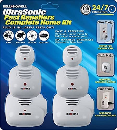 As Seen on TV Bell + Howell Ultrasonic Pest Repeller Home Kit, White, 6 Pack