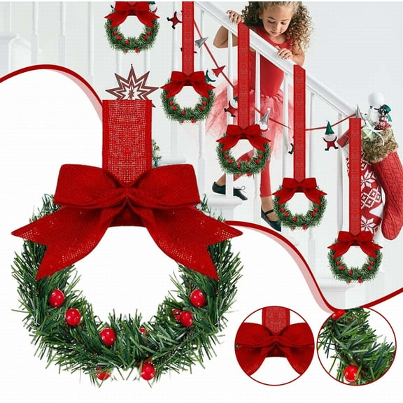 EZPXFCI 2026 New Christmas Mini Wreaths – 5.12 Inch Bow Ribbon Decorative Cabinet Wreaths, Perfect for Kitchen Cabinets/Front Door/Window/Fireplace, Indoor Outdoor Xmas Decor