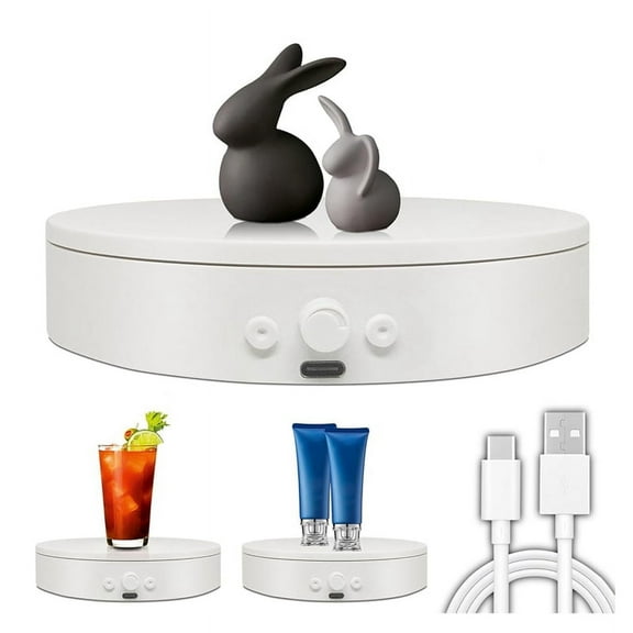 Rotating Display Stand with USB Power Cable, Mute Rotating Turntable 5.9 Inch 11lb Load, Adjustable Speed and Direction