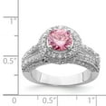 thumbnail image 2 of 925 Sterling Silver Round Pink and White Cubic Zirconia Ring Size 8 Ring for Women, 2 of 2