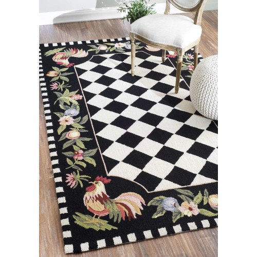 nuLOOM Rooster Black Novelty Area Rug