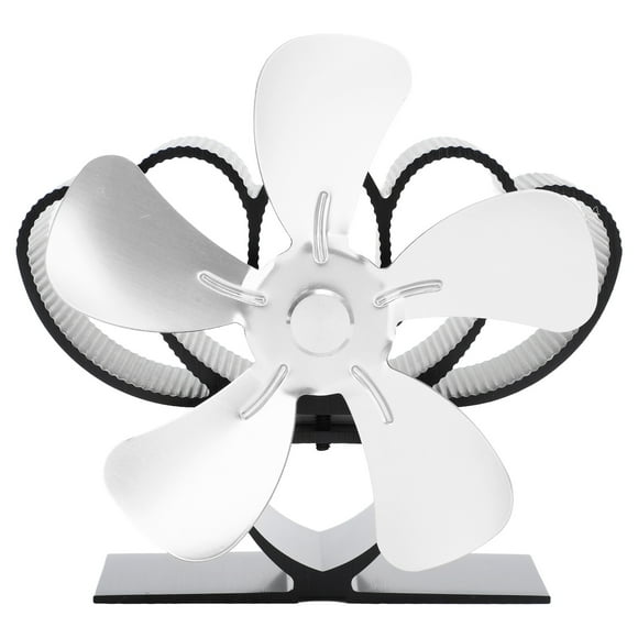 Ventilador de estufa de leña de aleación de aluminio, silencioso y sostenible, alimentado por calor, para chimenea de leña, color plateado