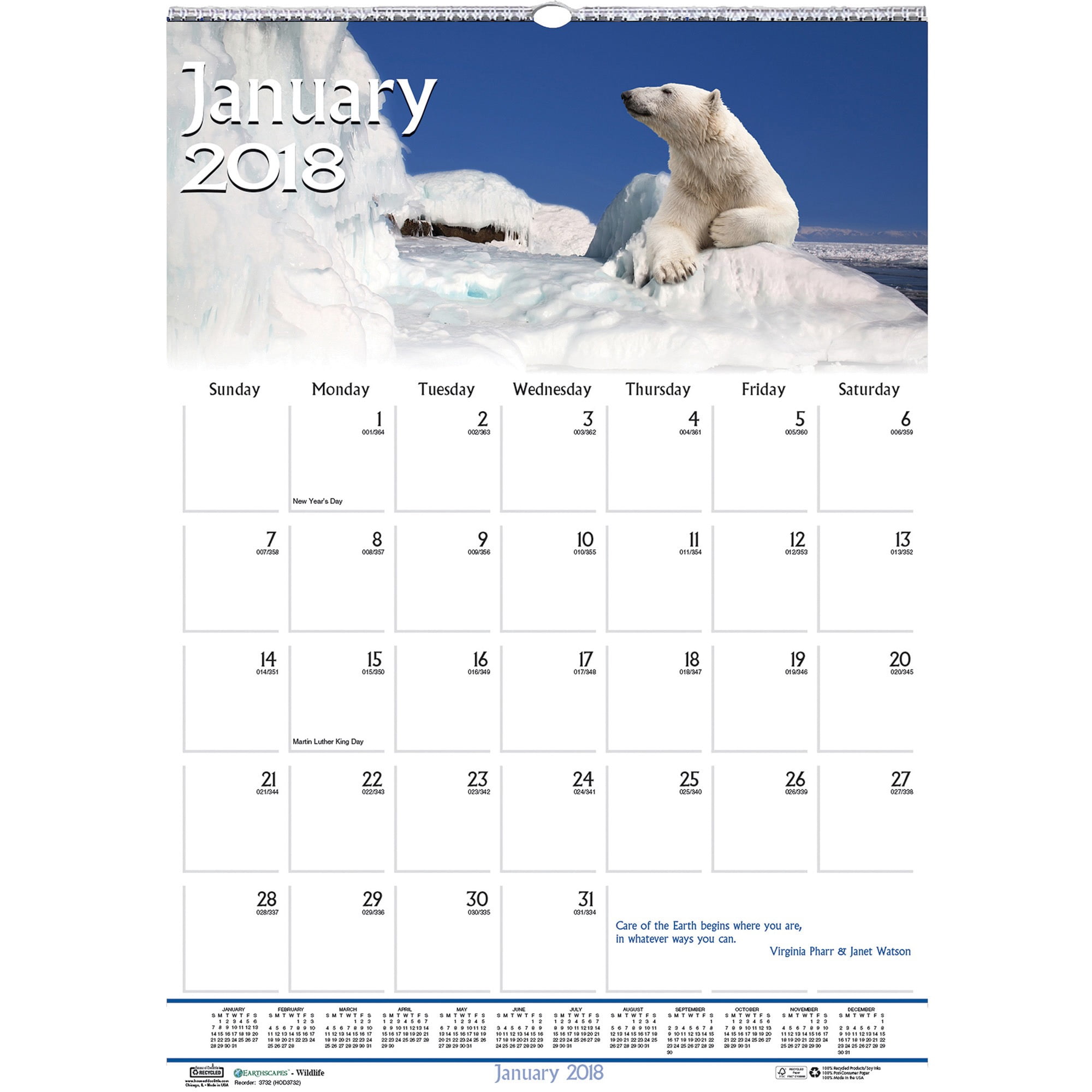 House Of Doolittle Hod373 Earthscapes Wildlife Wall Calendars 1 Each Assorted Walmart Com Walmart Com