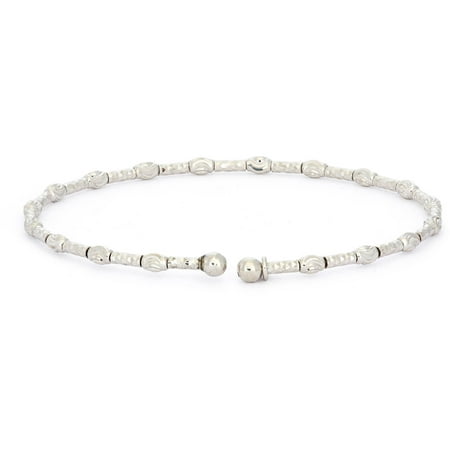 Giuliano Mameli Sterling Silver Rhodium-Plated Bangle with Oval and Long Faceted Beads